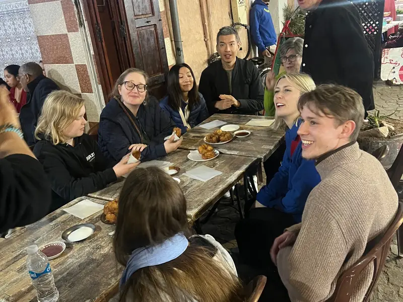 A table of food shared by guests